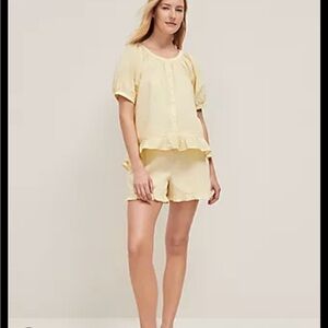 Ann Taylor Buttermilk Yellow PJ Short Set